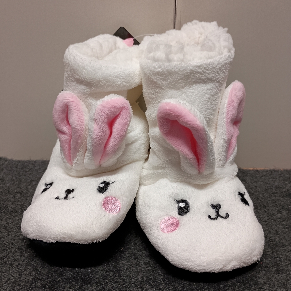 NWT Sugar and Bruno Hip Hops White Bunny Slippers - Itty Bitty (8-12T)